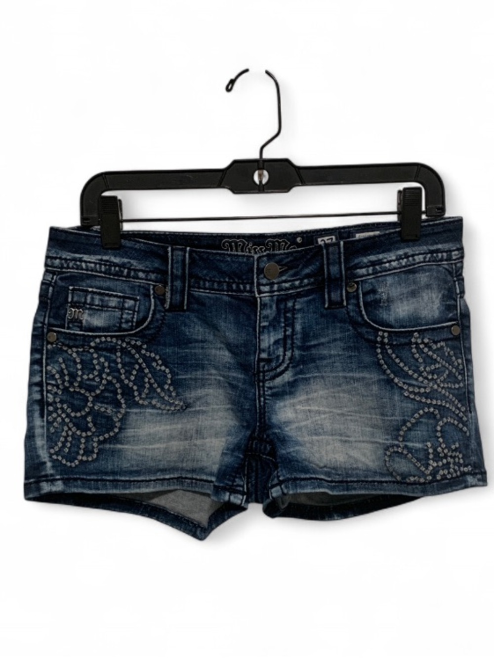 Miss Me Dark Wash Embellished Denim Shorts